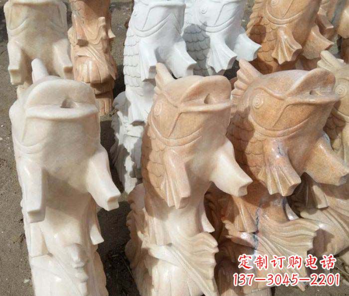 绵阳晚霞红喷水鲤鱼庭院石雕