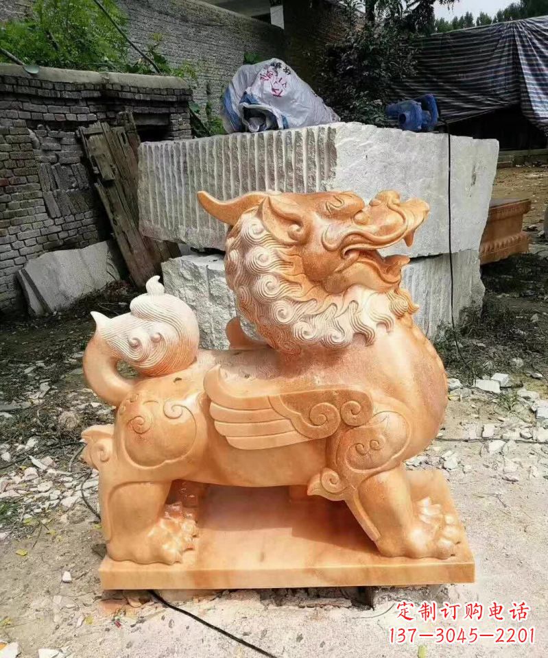绵阳晚霞红貔貅雕塑1