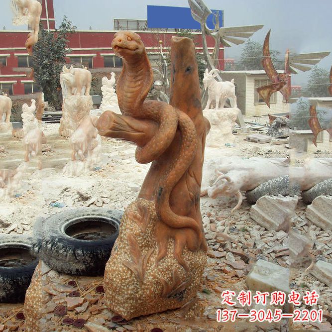绵阳晚霞红蛇石雕-12生肖动物雕塑