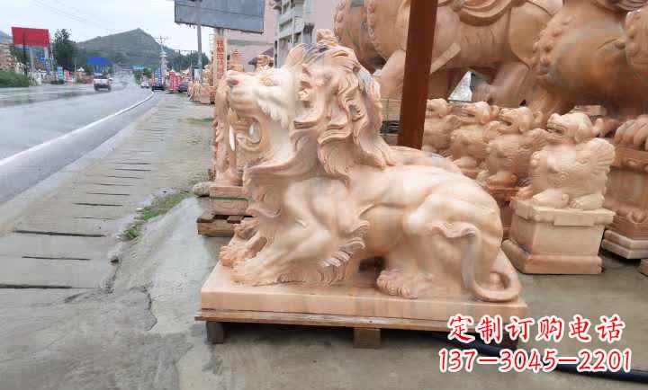 绵阳晚霞红狮子雕塑