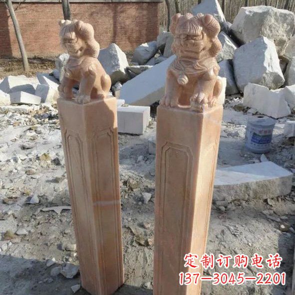 绵阳晚霞红狮子拴马桩