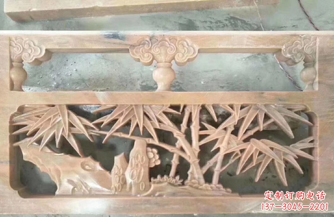 绵阳晚霞红石浮雕栏板户外摆件园林景观雕塑