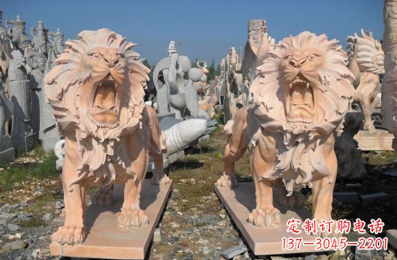 绵阳晚霞红西洋狮子雕塑