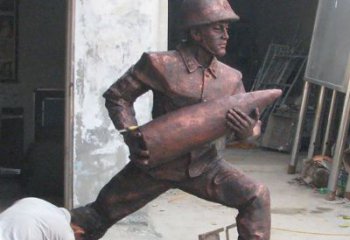绵阳铜雕炮弹战士，象征勇气和决心