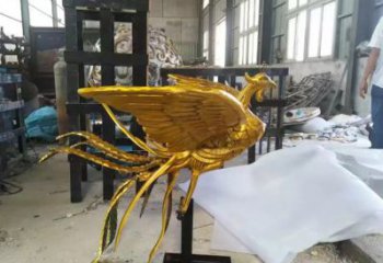 绵阳精美凤凰雕塑漆金无双
