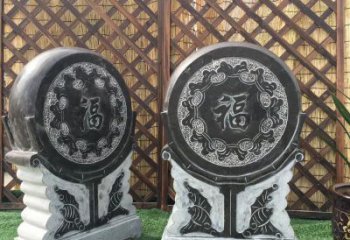 绵阳青石仿古福字抱鼓雕塑，让您的家园更加美观