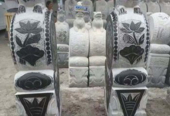 绵阳中领雕塑推出的青石荷花浮雕门墩雕塑，使用…
