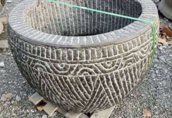 绵阳精美青石莲花水缸雕塑