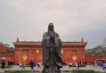 绵阳传统文化艺术品，青铜孔子行教人物雕塑