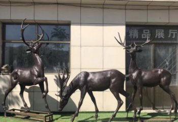 绵阳群鹿铜雕塑，艺术精雕细琢