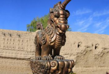 绵阳神兽獬豸古铜雕塑摆件