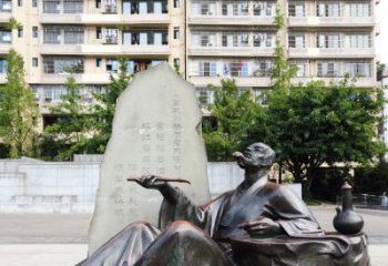 绵阳尊贵古朴的古代诗人情景雕塑——杜甫雕塑