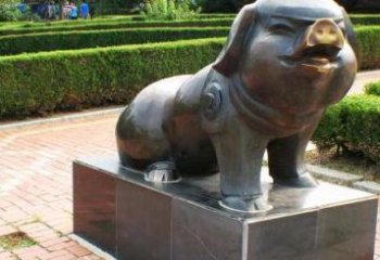 绵阳古典中国十二生肖猪铜雕塑