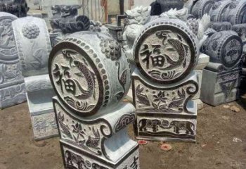绵阳石雕貔貅抱鼓门墩雕塑