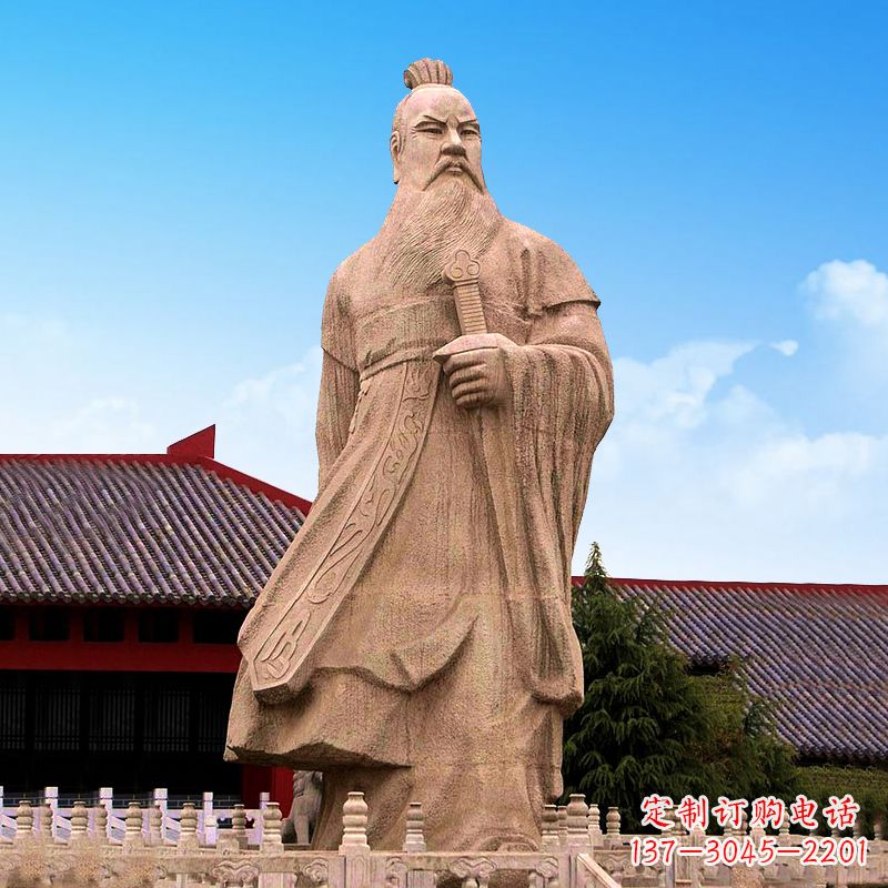 绵阳魏武帝曹操砂岩石雕塑像