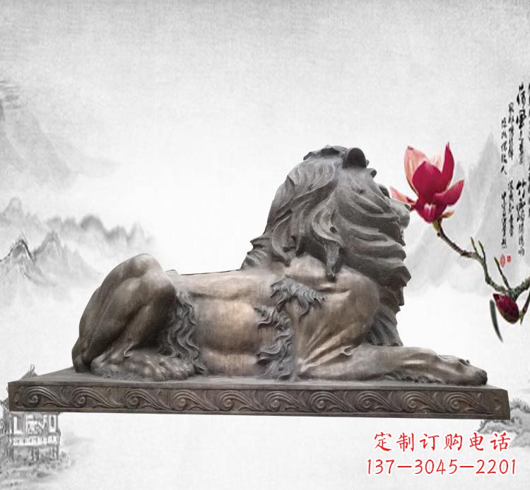 绵阳卧着的西洋狮子铜雕