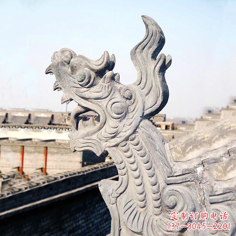 绵阳屋脊鸱尾螭吻雕塑-古建装饰神兽动物雕塑
