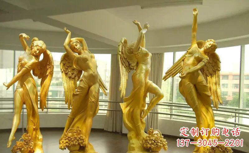 绵阳舞蹈四女神玻璃钢仿铜人物雕塑