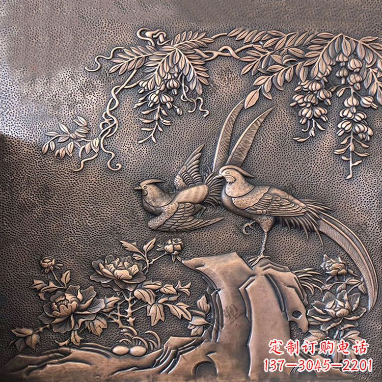 绵阳喜鹊紫铜浮雕装饰画
