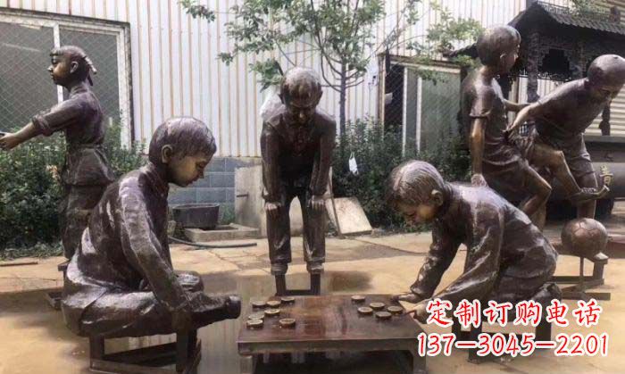 绵阳下象棋儿童铜雕 (2)