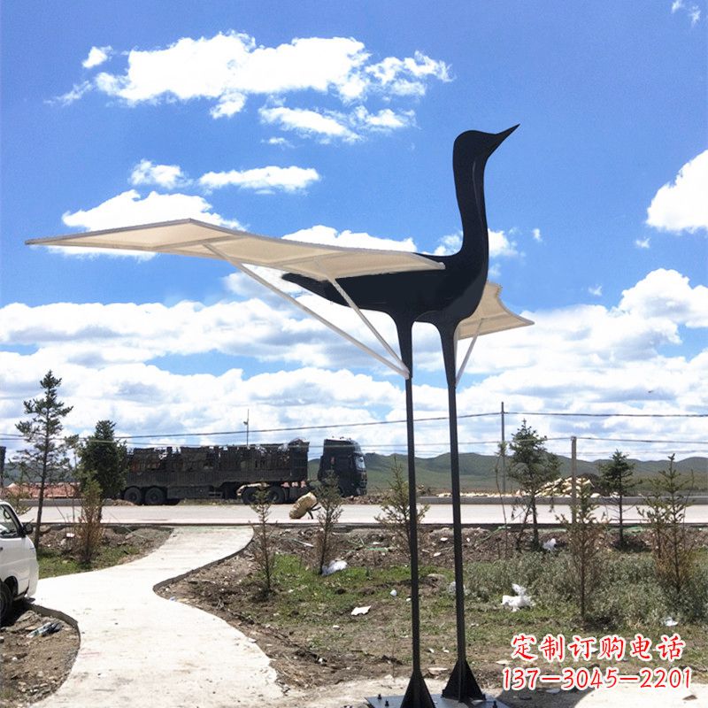 绵阳仙鹤不锈钢遮阳亭景观雕塑