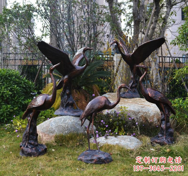 绵阳仙鹤铜雕塑 (2)