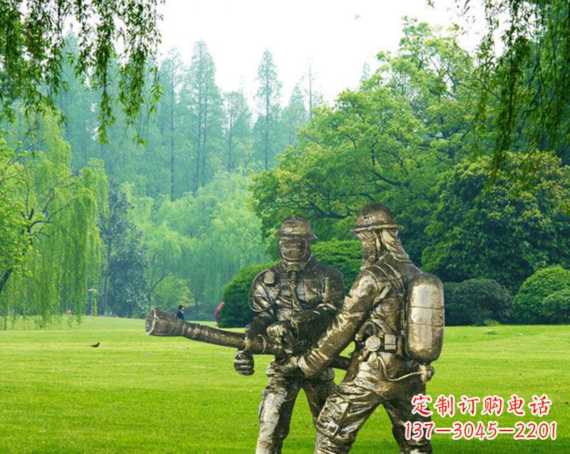 绵阳消防员灭火铜雕