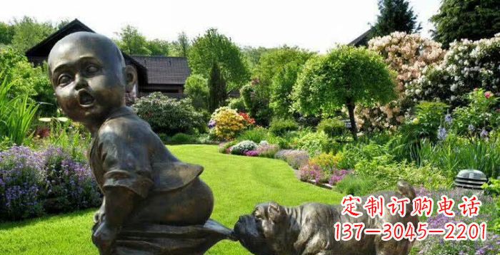 绵阳小狗叼小孩裤子童趣铜雕