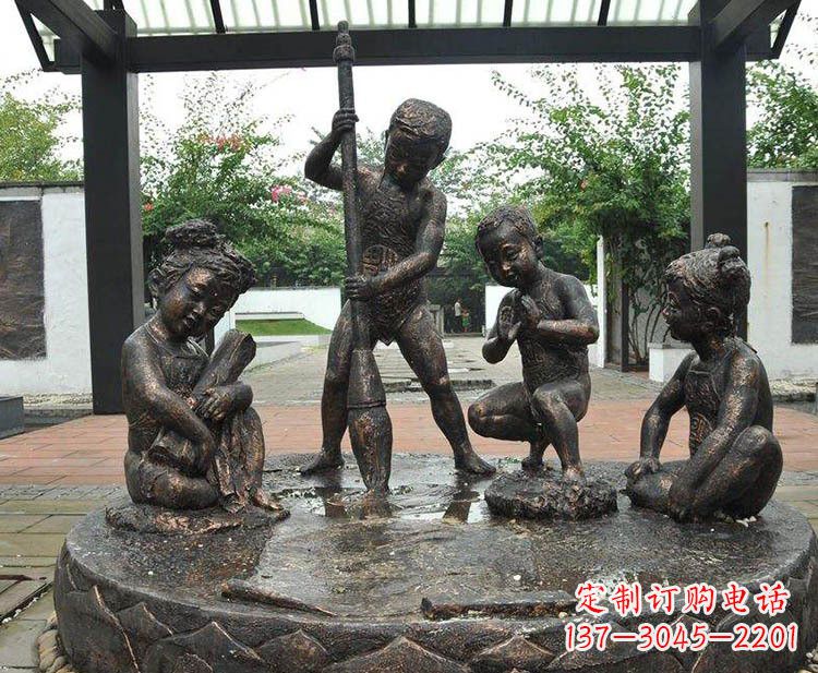 绵阳小孩写大字铜雕小品