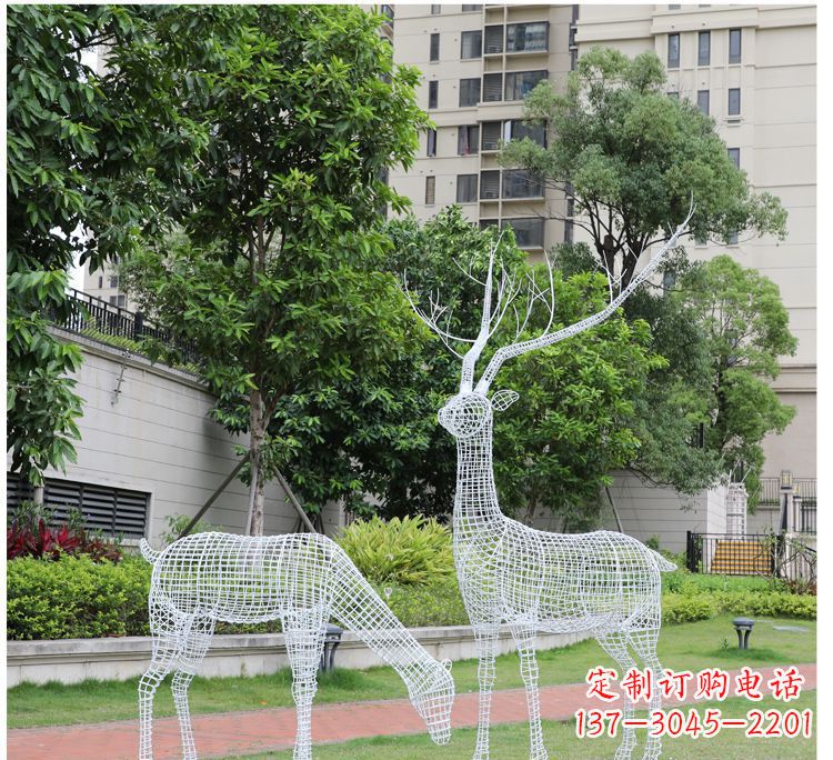 绵阳小区不锈钢镂空梅花鹿鹿雕塑