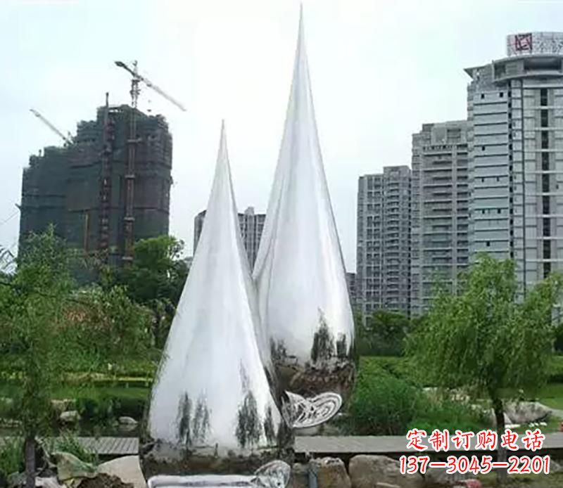 绵阳小区不锈钢水滴雕塑