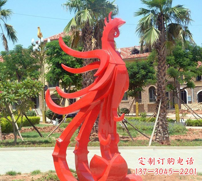 绵阳小区抽象不锈钢凤凰雕塑