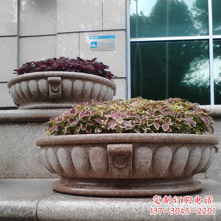 绵阳小区花岗岩石雕花盆