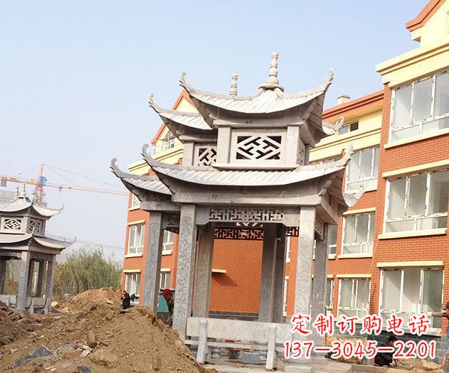 绵阳小区景观大理石凉亭石雕