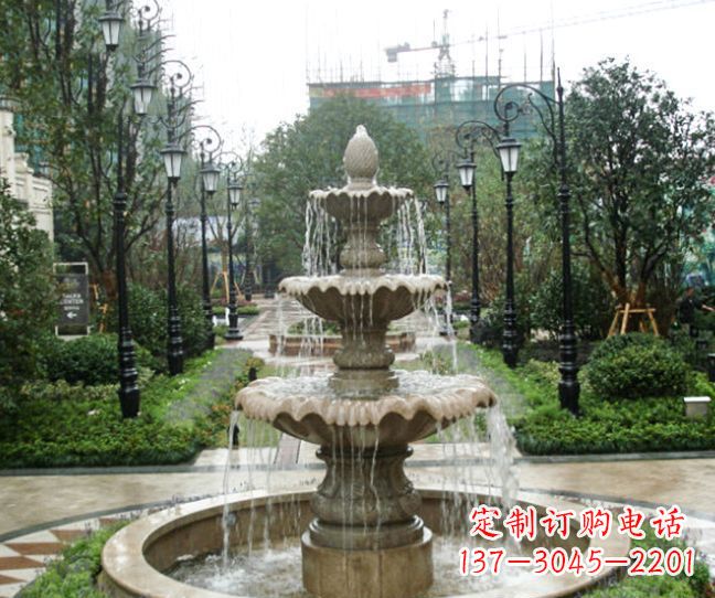 绵阳小区景观大理石喷泉石雕 (4)