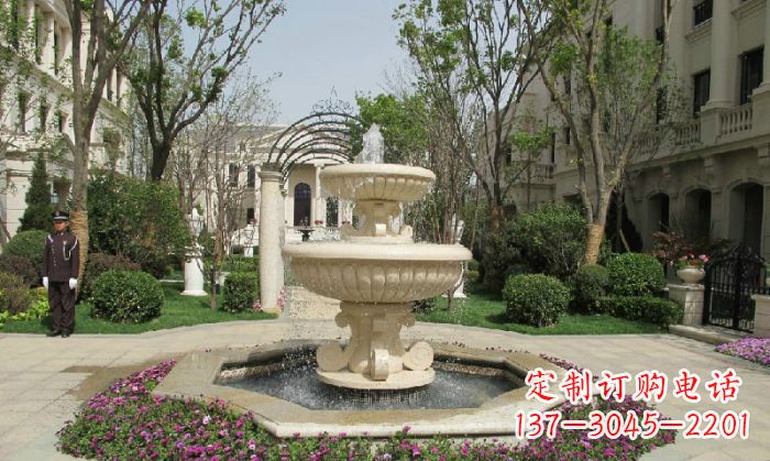 绵阳小区景观大理石喷泉石雕 (7)