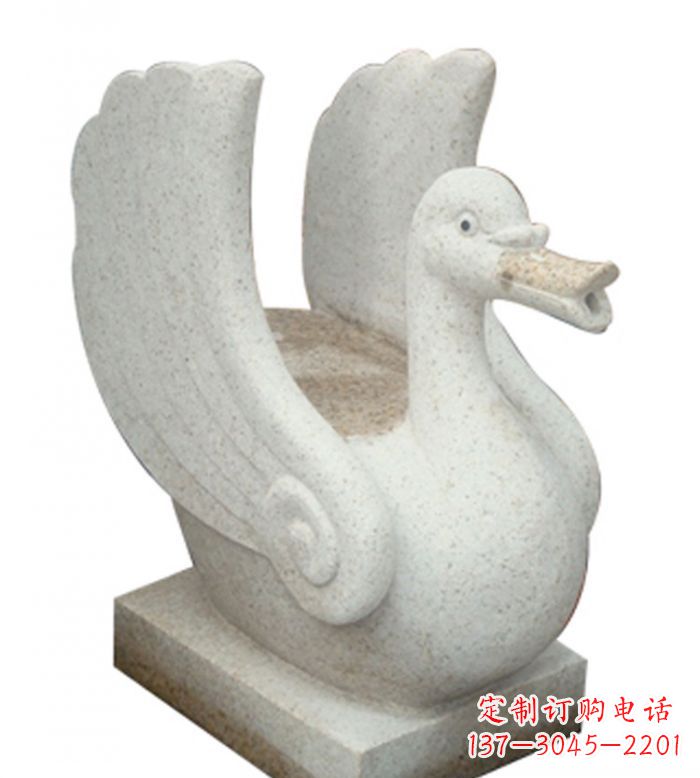 绵阳小区景观大理石天鹅喷泉石雕 (2)