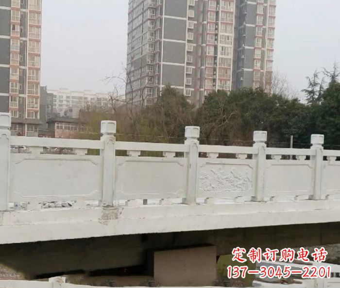 绵阳小区景观汉白玉石雕栏板 (2)