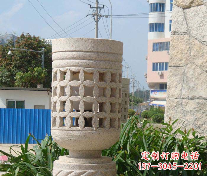 绵阳小区景观镂空石灯石雕