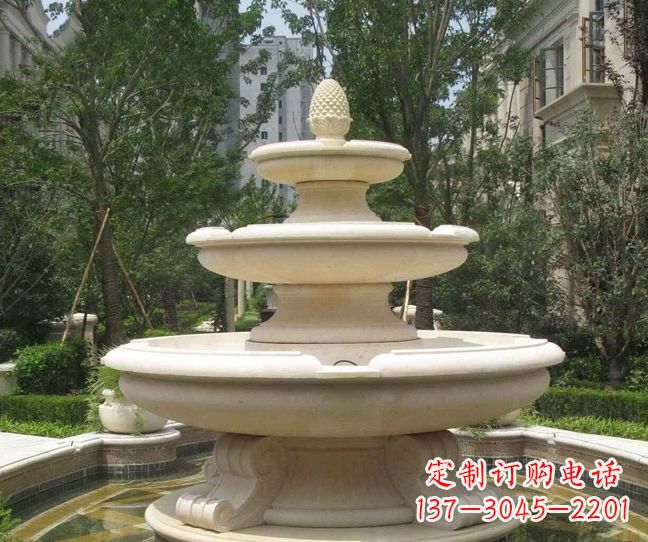 绵阳小区景观晚霞红多层喷泉石雕