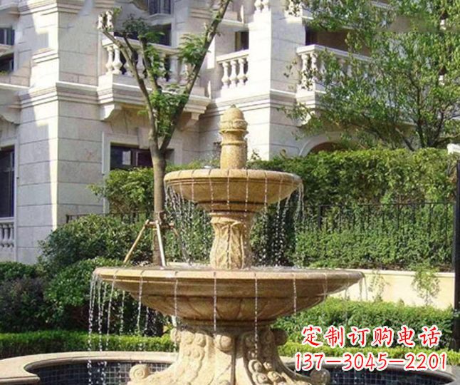 绵阳小区景观晚霞红多层喷泉石雕 (4)