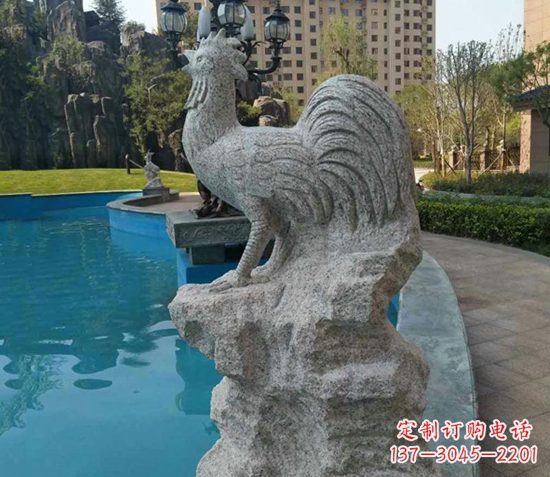 绵阳小区十二生肖鸡动物石雕