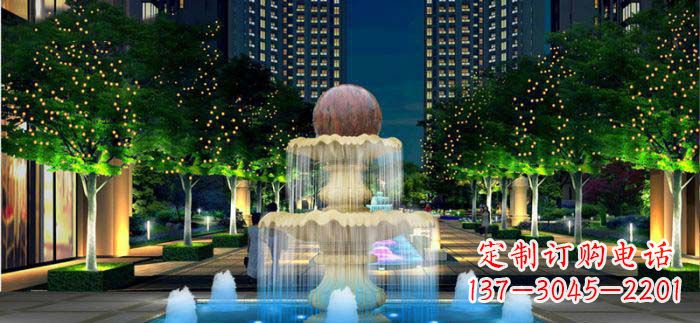 绵阳小区石来运转风水球石雕喷泉