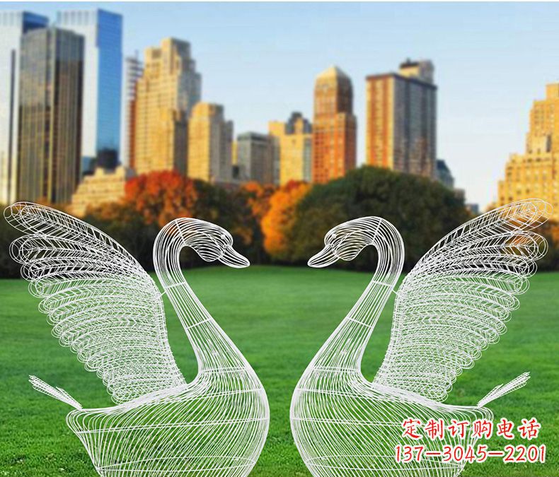 绵阳小区天鹅镂空不锈钢雕塑