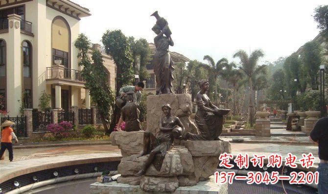 绵阳小区西方美女喷泉人物铜雕