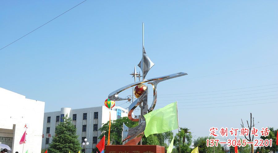 绵阳校园不锈钢马踏飞燕地球雕塑