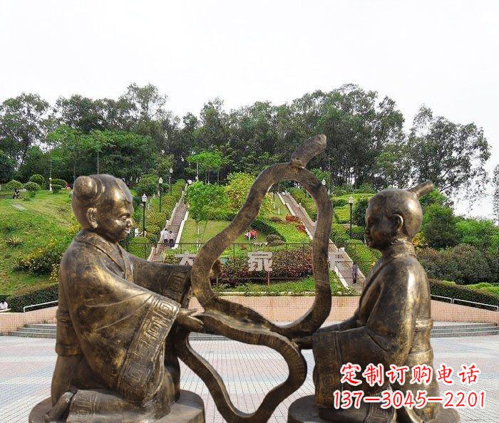 绵阳校园抽象孔融让梨铜雕