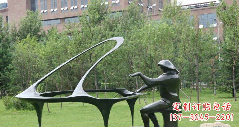 绵阳校园弹钢琴景观铜雕