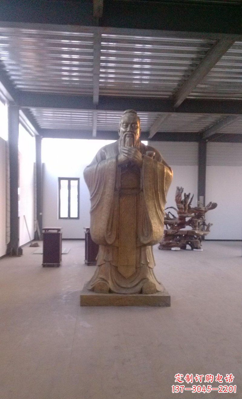 绵阳校园仿铜老子玻璃钢名人雕塑
