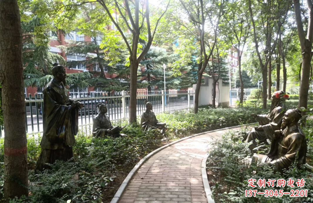 绵阳校园古代名人孔子讲学铜雕